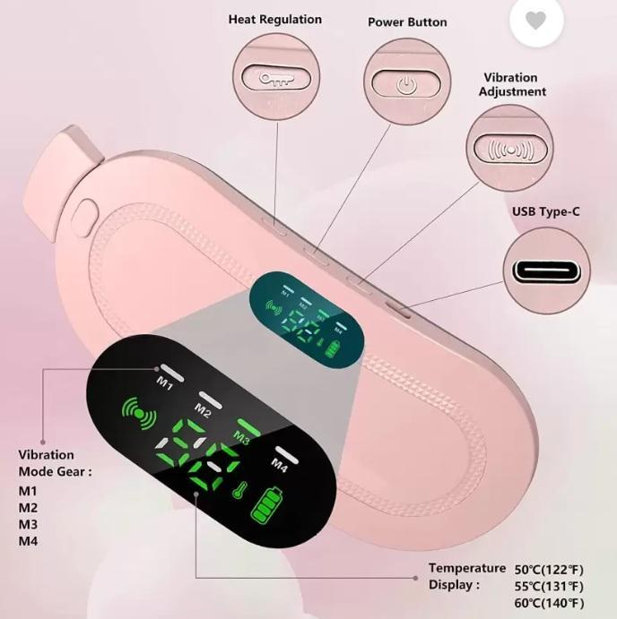 Period/Menstrual Cramp Relief Belt and Massager (1 Year Warranty) (DELIVERY FREE)